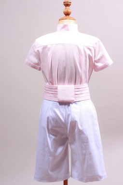 tenue de cortège chic rose clair et blanc