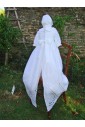 Robe longue de baptême en lin motifs floraux