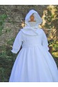 Robe longue de baptême en lin motifs floraux
