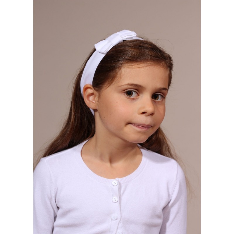 Bandeau bébé fille dentelle française élastique blanc - Fil de Légende