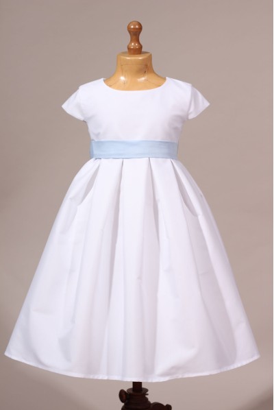 Robe de cortège blanc et bleu clair chintz