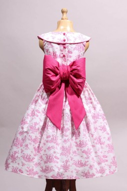 Robe de cortège toile de Jouy rose fuschia