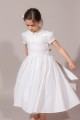 Robe de communion fille classique blanche col Claudine