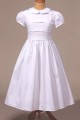 Robe de communion fille classique blanche col Claudine