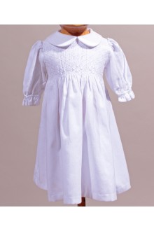 Robe à smocks de Baptême hiver Ombeline