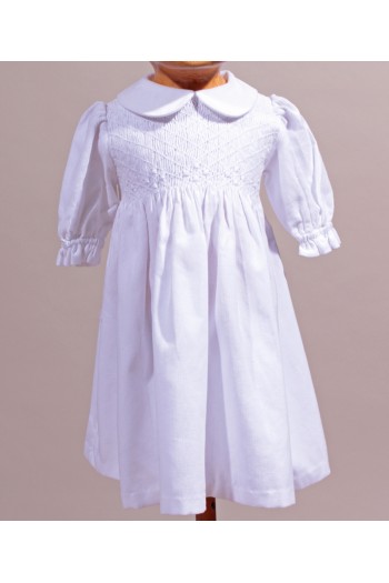 Robe à smocks de Baptême hiver Ombeline