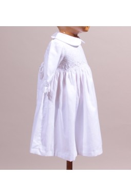 Robe à smocks de Baptême hiver Ombeline