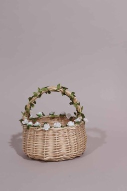 Panier cortege en osier naturel à fleurs
