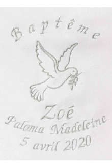 Broderie personnalisée d'une colombe Zoé