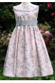 Robe cérémonie toile de jouy mésange grise et rose