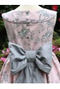 Robe cérémonie toile de jouy mésange grise et rose