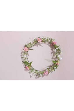 Couronne de fleur communion rose et blanche