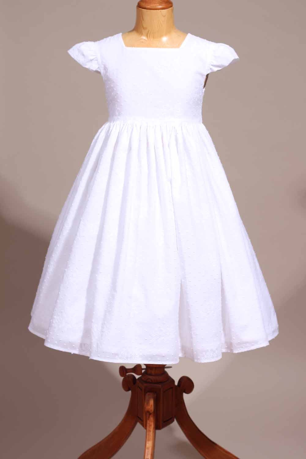 Robe cérémonie fille en coton et tulle brodée fleurs