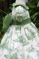 Tenue mariage fille toile de jouy verte