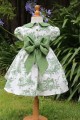 robe demoiselle d'honneur en toile de jouy verte