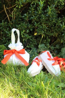 Bourse en soie de cortège d'honneur orange et blanche