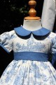 Robe en toile de jouy bleu fille