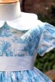 Robe fille toile de jouy turquoise