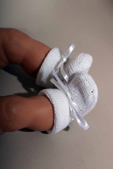 Chausson de bébé blanc en laine mérinos 