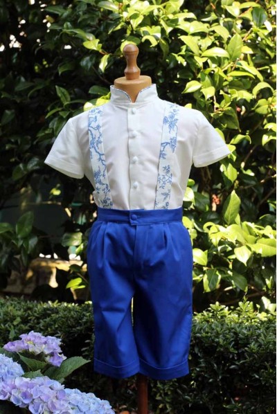 Tenue de cérémonie en toile de jouy bleu Hector Tenue de cérémonie en toile de jouy bleu Hector