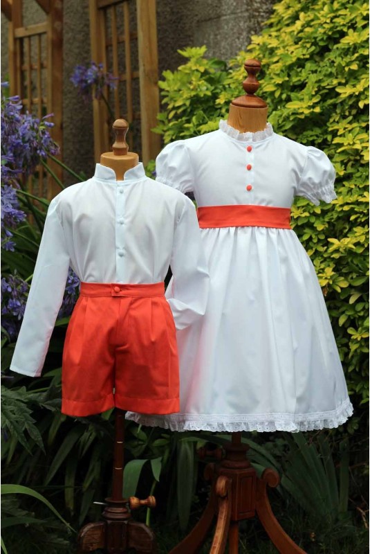 Ensemble enfant d'honneur Alicia orange et blancglaise