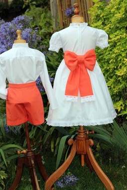 robe cortege orange et dentelle anglaise