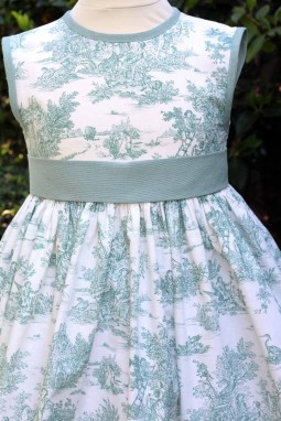 Tenue de mariage enfant toile de jouy vert Irina