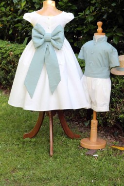 Ensemble de cérémonie crème et vert Ermeline