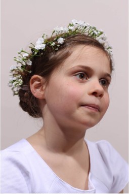 Couronne de fleurs communion ou cortège mariage, couronne gypsophiles