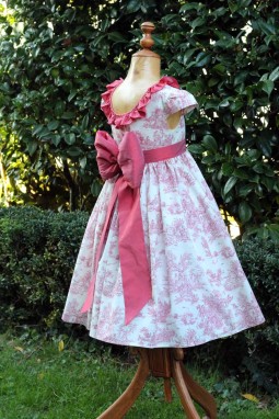tenue en toile de jouy fuchsia fille