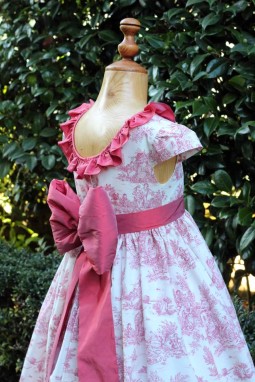 tenue en toile de jouy fuchsia fille