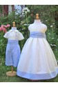 Tenue de cortège ivoire et bleu clair, confection française haut de gamme 