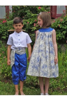 Tenue d'enfants d'honneur en toile de jouy bleu roi