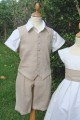 Tenue d'enfants d'honneur en lin beige et blanc