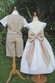 Tenue d'enfants d'honneur en lin beige et blanc