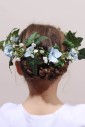 Couronne de fleurs cortège mariage hortensia bleu 