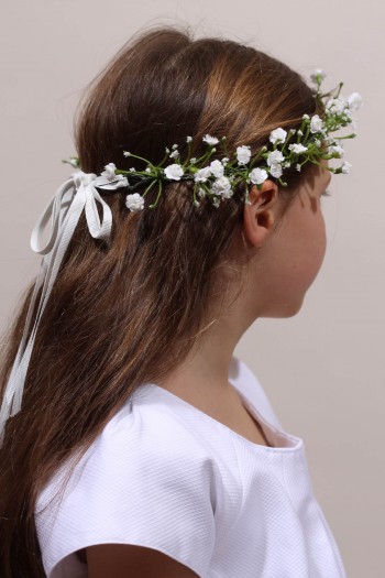 Couronne de fleurs en gypsophile, cortège ou communion