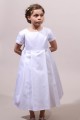 Robe de communion fille classique chic, robe blanche cérémonie