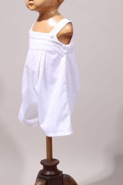 Salopette blanche baptême
