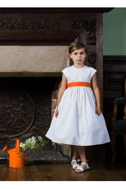 Robe de communion fille classique avec ceinture