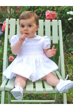 Barboteuse bébé à smocks été Stanislas
